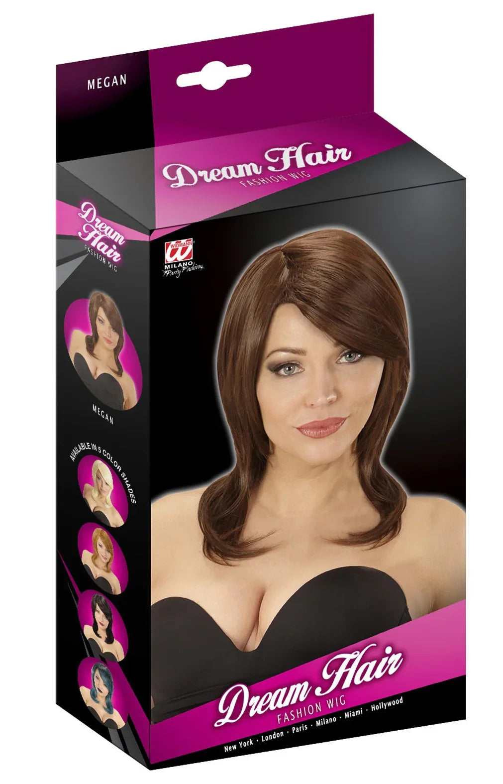 Peluca Castaña de Media Melena con Flequillo Premium Pelucas Premium Widmann